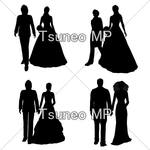 Illustration CG groom bride silhouette