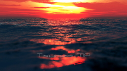 太陽和海的 CG 圖像