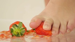 Get an erection by stepping on an oversized strawberry girl with huge breasts!